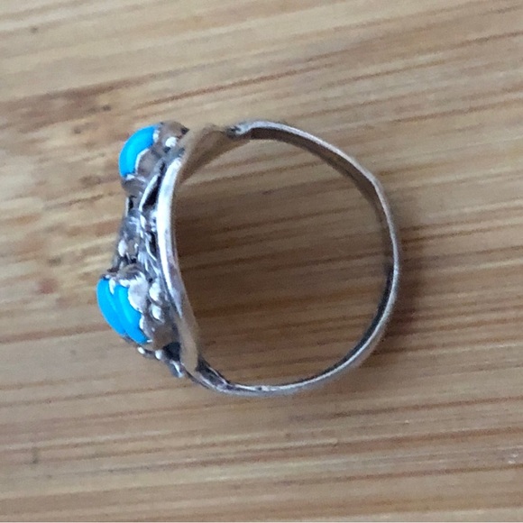 $98 Signed Southwest Artisan Vintage Estate Ring  Size 8 & 3/4 Marked F Sterling - Picture 8 of 10